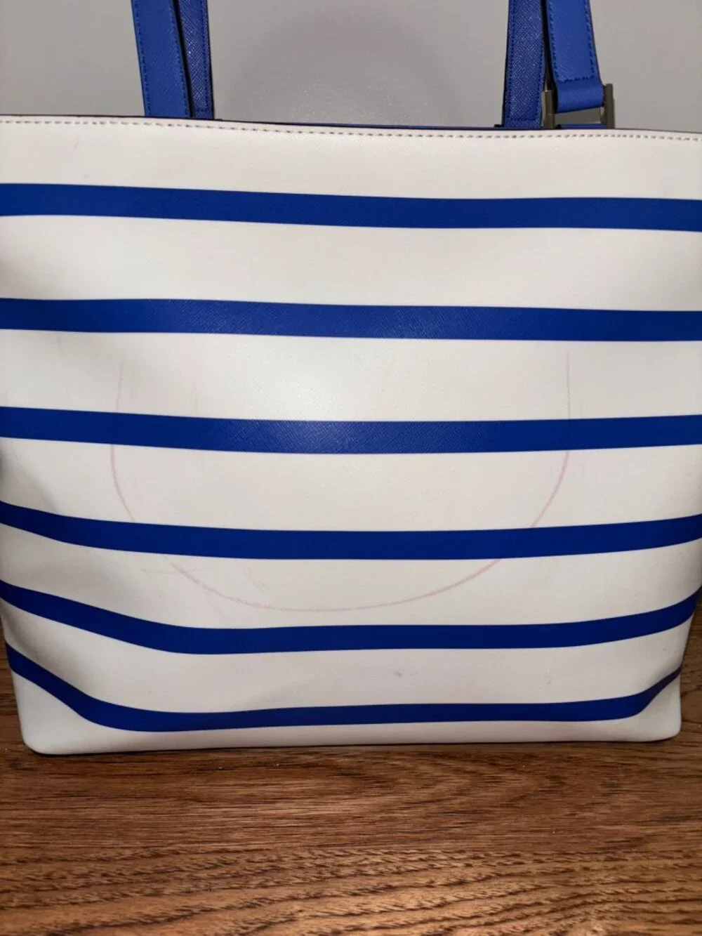 Kate Spade Beware of Sharks Jules Tote Bag Port Hole Nautical Blue Stripe BEACH